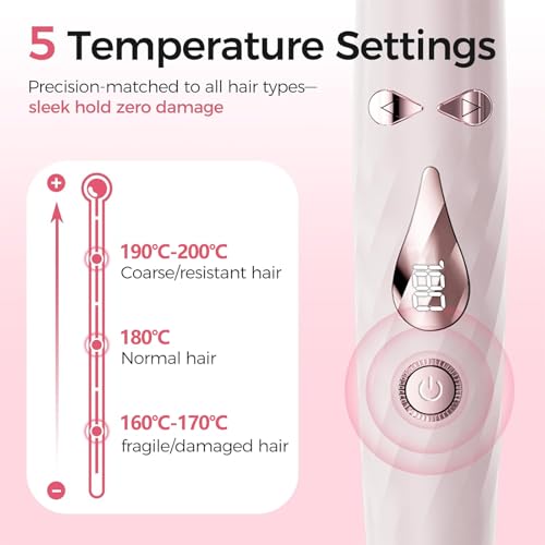 Rizador de Pelo Automático 3 en 1 Rosa - Recubrimiento de Cerámica Hielo, Calentamiento Rápido 30s, 5 Temperaturas (160°C-200°C), Apagado Automático 40min, Alerta Sonora, color rosa - imagen 4