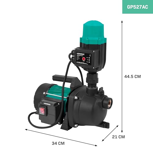 VONROC Pompe Hydrophore 800W – Débit 3300 l/h – Pression 4 bar – Hauteur Refoulement 40 m – Aspiration 8 m – Pressostat Automatique Inclus – Pompe pour Jardin, Eau Potable - Irrigation, Alimentation – vue 8