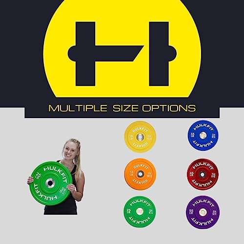 Hulkfit Sport Series 2" Olympic Shock Absorbing Rubber Bumper Weight Plates For Barbells - Multi Color 35 Lb Single #TOP4