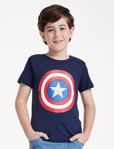 Image of Amazon Brand - Symbol Boy's Graphic Regular Fit Disney /Marvel T-Shirt || Caps Combo 100% Cotton