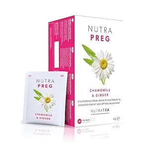 NUTRAPREG – Tisane Grossesse | Thé contre les nausées matinales – Aide à soulager les nausées – Contient du gingembre et de la menthe poivrée – 40 sachets de thé – Nutra Tea – Tisane – (2 paquets)
