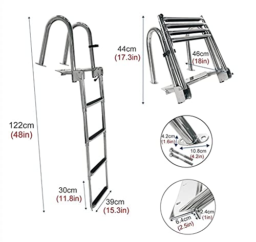 Kit de barandilla para piscina con escalera plegable de 4 peldaños miniatura 4