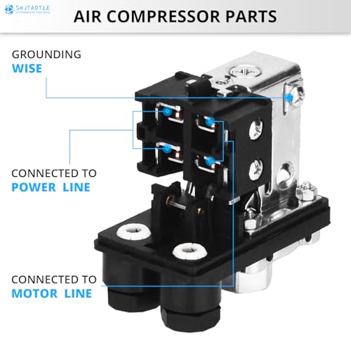 Universal Air Compressor Pressure Switch Control Valve (90-120 PSI, 110V-240V) with 0-180 PSI Regulator and Safety Pressure Relief Valve - 4 Way Replacement Part (One way-C8) by SHJTAOTIE - Used condition - Image 5