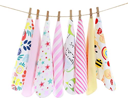 CuteOn Paquete de 8 Súper Suave Bebé Washcloth Alimentación Limpiar Paño para Recién nacido Chicos & Chicas Rosado Arco iris