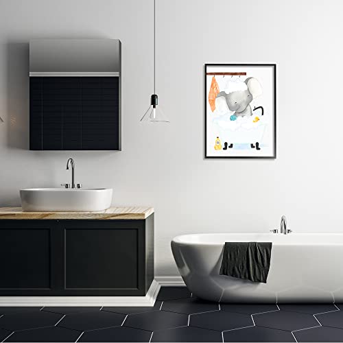 Image of 'Children's Baby Elephant Bubble Bath Rubber'| Framed Giclee Art | Stupell Industries | Black, 24 x 30 Inches, Easy to Hang and Sturdy, Made in USA, by Erica Billups