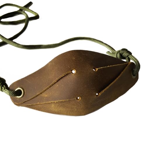 Parallel Halo Leather Shepherd Sling Handmade Paracord Shepherds Sling Rock Thrower Old-Fashioned Slingshot (Brown)