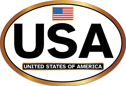 Oval Gold Usa Sticker (United States Of America Flag Vinyl, Cars, Trucks, Laptops, And Coolers (3 X 5 In) #TOP10