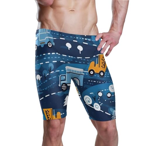UMIRIKO Cute Car Men's Swimsuit Swim Jammers L B0400856