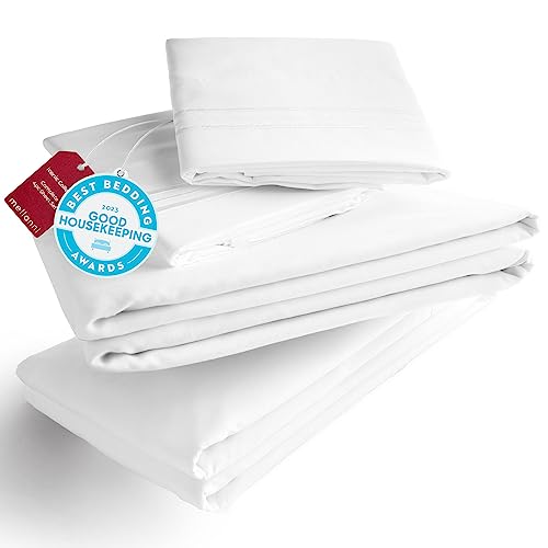 Mellanni Full Size Sheet Set - 4 Piece Iconic Collection Bedding Sheets & Pillowcases - Luxury, Extra Soft, Cooling Bed Sheets - Deep Pocket Up To 16" - Wrinkle, Fade, Stain Resistant (Full, White) #TOP7
