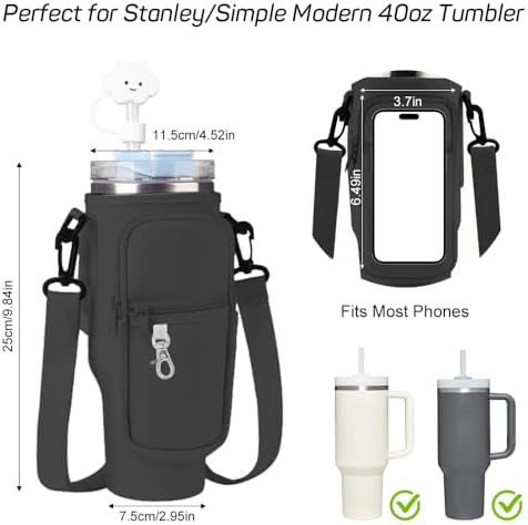 Borsa Porta Stanley Cup 40oz | Tracolla Regolabile | Con Tasca Per Telefono E Portachiavi - Foto 3