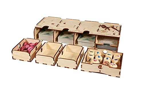 The Broken Token Game Organizer Upgrade Compatible with Wingspan Oceania Expansion - Wooden Game Organizing Box with Multiple Trays