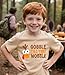 Sineeko Thanksgiving Shirt Toddler Boys Girls Gobble Till You Wobble T-Shirt Kids Turkey Face Graphic Tees Tops Fall Clothes Beige 6T