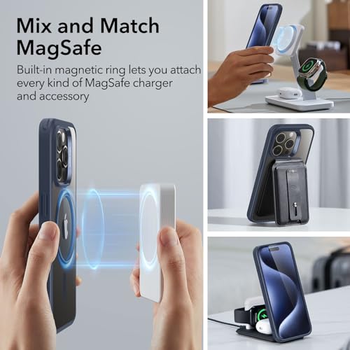 ESR for iPhone 15 Pro Max Case, Compatible with MagSafe, Military-Grade Protection, Yellowing & Scratch-Resistant Back, Magnetic Phone Case for iPhone 15 Pro Max, Classic Series, Clear Dark Blue by ESR - Image 3