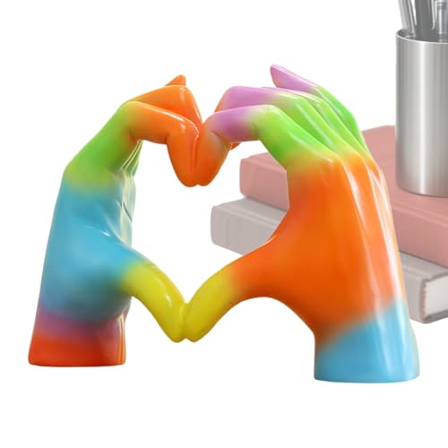 Genérico Manos Corazón, Escultura Decorativa Moderna De Manos Corazón Coloridas, Figuras Coleccionables Decoración Hogar Resina para Escritorio Oficina Sala Dormitorio Habitación Cumpleaños, Fiesta