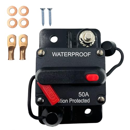SPTSSWET 50A Auto Schutzschalter mit Manueller Reset Sicherungshalter kfz Leistungsschalter 12 V-48 V DC Sicherungsautomat für Autos, Booten und LKW