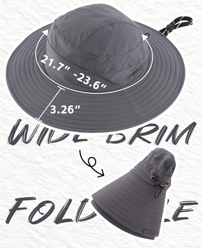 Image of Connectyle UPF 50+ Wide Brim Sun Hat for Men Women UV Protection Bucket Hats Outdoor Breathable Safari Hat for Fishing Hiking