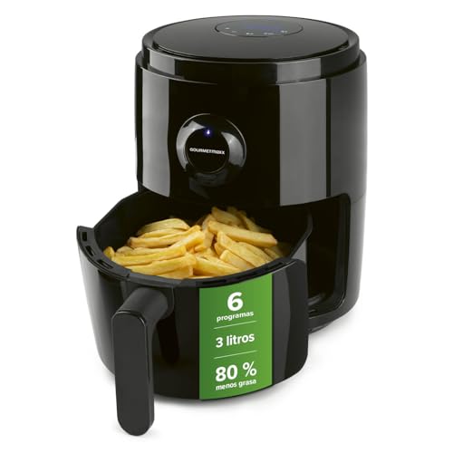 GOURMETmaxx Freidora de aire caliente digital, combinación de horno de aire caliente, barbacoa y freidora, temporizador de 60 minutos, apagado automático, 6 programas, fácil operación, 1400 W,