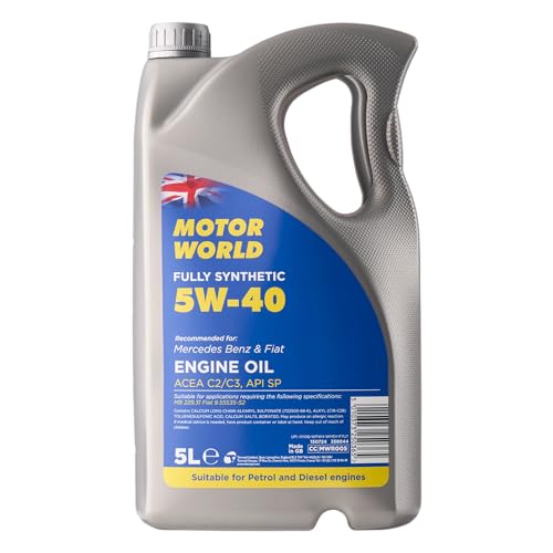 MOTORWORLD Fully Synthetic C2/C3 Engine Oil 5W-40 – Advanced Full Synthetic Motor Oil for Petrol & Diesel Engines, Low SAPS, ACEA C2 C3 Approved – 5L