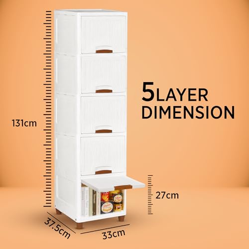 Image of TEKCOOL Plastic Wardrobe for Clothes : Versatile Plastic Cupboard for Storage Organizer & Organisers Storage Box for Ideal for Neat and Tidy Storage Solutions Almirah for Clothes (White, 5XL);