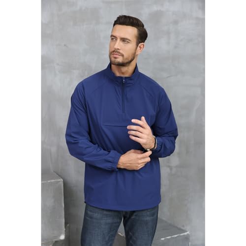 SEGANUP Men's Lightweight Quarter Zip Pullover Windbreaker for Golf, Hiking, and Running Wind Breaker Jackets with Pocket2