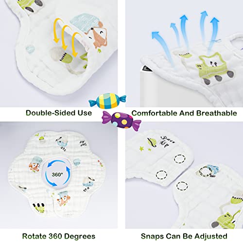 8-Pack 360° Rotate Organic Cotton Baby Bibs, Newborn Muslin Bibs For Teething And Drooling,Unisex Baby Bibs For Toddler, Adjustable With Snaps, Super Soft & Absorbent Baby Bibs For Boys And Girls. #TOP4