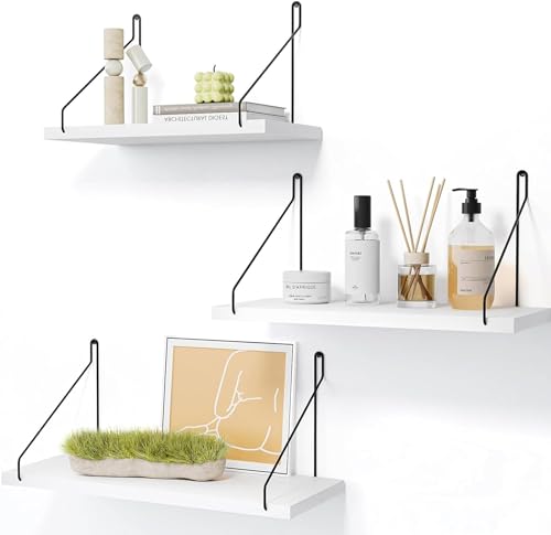 Blancos, Toy SALANDENS Juego de 3 Repisas Flotantes de Pared 30x15.8 cm, Estantes Flotantes Estante de Pared Estante de Almacenamiento Repisas para Baño Cocina Cuarto...
