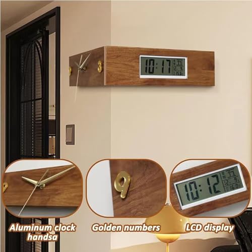 Horloge murale numérique à écran LCD double face avec date et température - 3