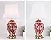 noarjaer Floral Table Lamp Red Flowers and Birds Ceramic Table Lamp Vintage Asian Chinese Style Ginger Jar with White Drum Shade Decor Bedside Nightstand for Living Room Bedroom House Home Office
