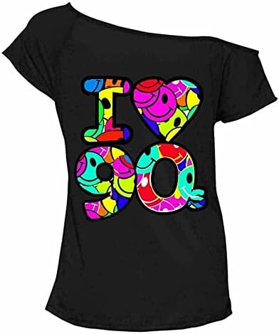 Womens I Love The 90s T Shirt Short Sleeves Ladies Retro Pop Star Neon Festive Tees Top UK Plus Size