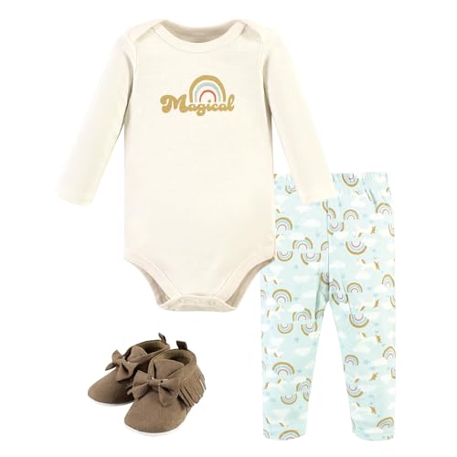 Image of Hudson Baby Unisex Baby Cotton Bodysuit, Pant and Shoe Set