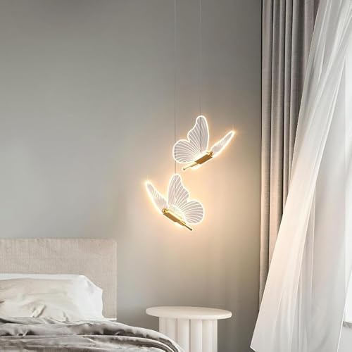 SXSCARKX Lámpara navideña Moderna, lámpara de Techo LED Colgante con Forma de Mariposa, iluminación de Techo acrílica, Vintage SXSCARKXs (Dorado 2)