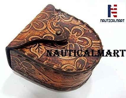 NauticalMart Vintage Embossed Magnetic Leather Case for Compass (Brown Case)