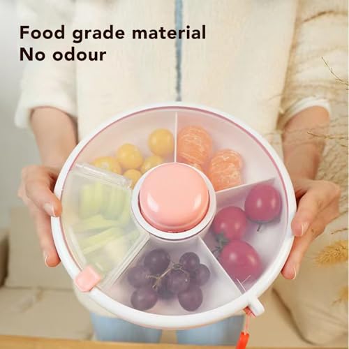 Snack Rotating Container, Divided Fruit & Snack Tray with Lid, Damp Proof Fruit Spinner Organizer - Image 4
