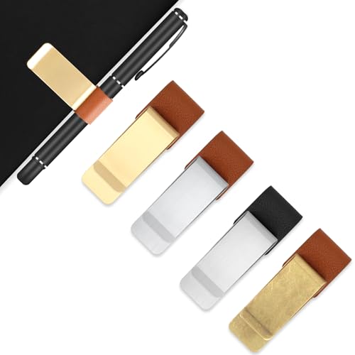 Soporte Para Bolígrafo Retro,4PCS Soporte Para Bolígrafos Con Clip De Metal,Pen Holder Notebook Acero Inoxidable Lazo Para Bolígrafo,Para Libretas De Viajes,Diarios De Cuero Y Libretas De Bocetos