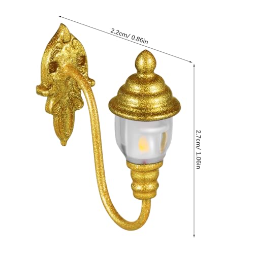 Image of DOITOOOL 4 Pcs Dollhouse Wall Lights, Mini Vintage Doll House Lights Dollhouse Wall Sconces 1:87 Scale Miniature Lamps Models for DIY Micro Landscape Sand Table Ornaments, Golden
