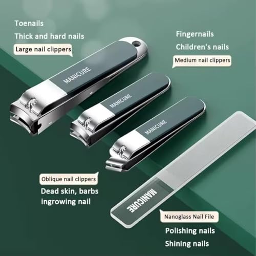 Image of DAINTY DEN 10 IN 1 Stainless Steel Professional Manicure Set Nail Cutter For Women Nail Scissors Luxury Grooming Kit Manicure Pedicure Kit For Women(10 IN 1)