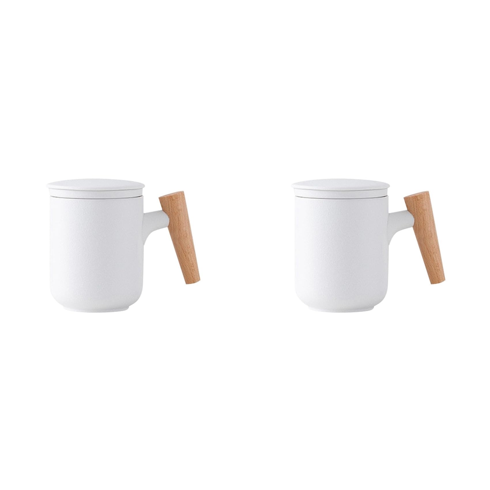 Tasse à Thé anti-brûlure Poignée Bois Grande Tasse Céramique Givrée Filtre Séparation Infusion