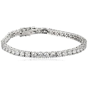 Platinum-or-Gold-Plated-Sterling-Silver-Round-Cut-Tennis-Bracelet-made-with-Swarovski-Zirconia Amazon Collection Platinum Plated Sterling Silver Tennis Bracelet set with Round Cut Infinite Elements Cubic Zirconia (16.77 cttw), 7.25"