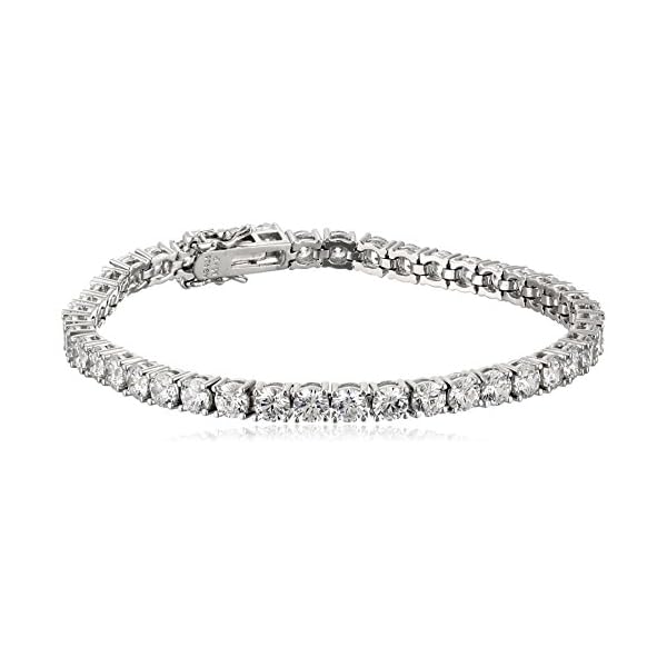 Amazon Collection Platinum Plated Sterling Silver Tennis Bracelet set with Round Cut Infinite Elements Cubic Zirconia (16.77 cttw), 7.25"