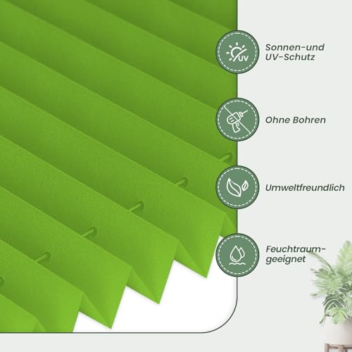 Zarnan Plissee Klemmfix ohne Bohren Grün B80 x H110cm Plisseerollo Sonnenschutz und Sichtschutz Jalousien Easyfix Plissees Blickdicht… – Ansicht 2