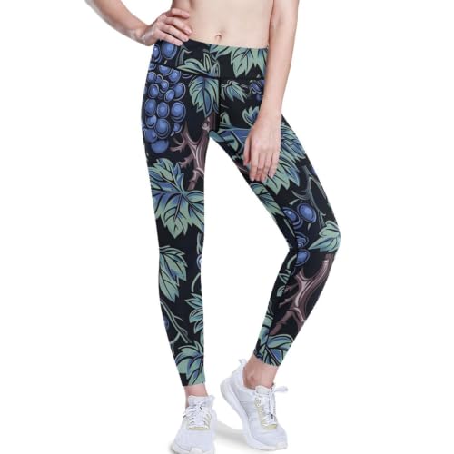 Mallas de yoga con control de abdomen y cintura alta en diseño uva