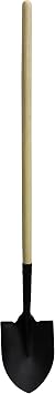 Workforce Tools Round Point Shovel - Sturdy 48 Wooden Handle - Heavy Duty 16 Gauge Steel Head