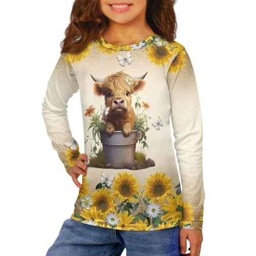 Image of Girls Basic Tee Shirts Outdoor Long Sleeve Shirt Winter Clothes Size 3-16 Top Fall Clothes Gift for Holiday