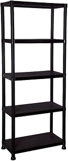 FastWrite 5 Tier Heavy Duty Black Plastic Garage Storage Shelving 60cm Wide Shelves Shed Shelf Unit Home Office Pantry Workshop Racking (60 x 30 x 172cm) - Next Day Delivery!