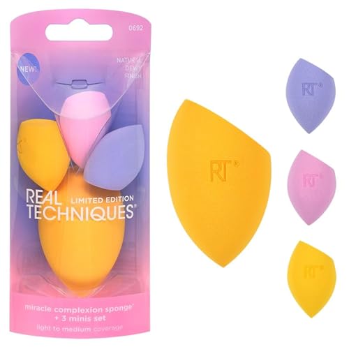 Real Techniques Miracle Complexion Sponge + 3 Minis Kit, 4 Piece Set