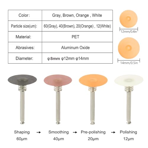 Image of Dental Polishing Discs 3 Sizes with Stem Mandrel 4 Colors 40Pcs | Dentistry Assorted Kit Polisher Supplies for Polishing and Contouring 4 Colors
