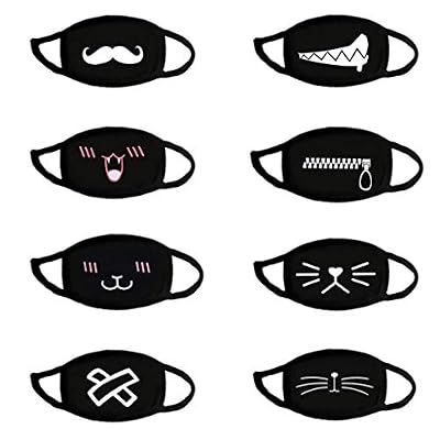 8 Pack Cartoon Face Bnadanas, Fashion Kawaii Cute Cat Pattern Protective Face Cotton for Adults Girls Boys, Reusable & Washable (8PC,E)