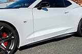 Replacement for 2016-Present Chevrolet Camaro LT LS RS SS Models | ZL1 Style Side Skirts Rocker Panel Extension Pair (ABS Plastic - Glossy Black)