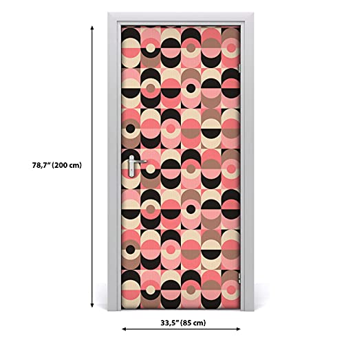 Autocollant de porte 77x200cm imperméable lavable style rétro géométrique - 4