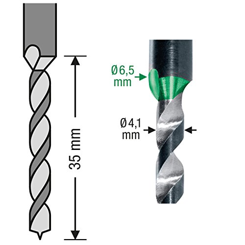 SPAX Terrassenschraube aus Edelstahl rostfrei A2, 5,0 x 60 mm, 100 Stück, T-STAR plus & Stufenbohrer mit 2 Bohrstufen von 4,1 und 6,5 mm, drill 2 step, Terrassenbau, 5009409873005